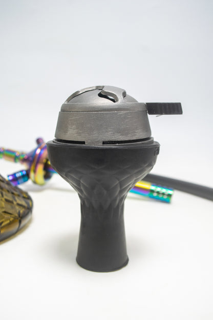 Fighter Hookah L3 - Gold Stem / Grey Line Base