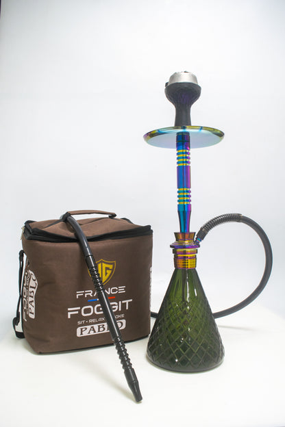 Pablo L2 Hookah with Bag - Green Base / Rainbow Stem