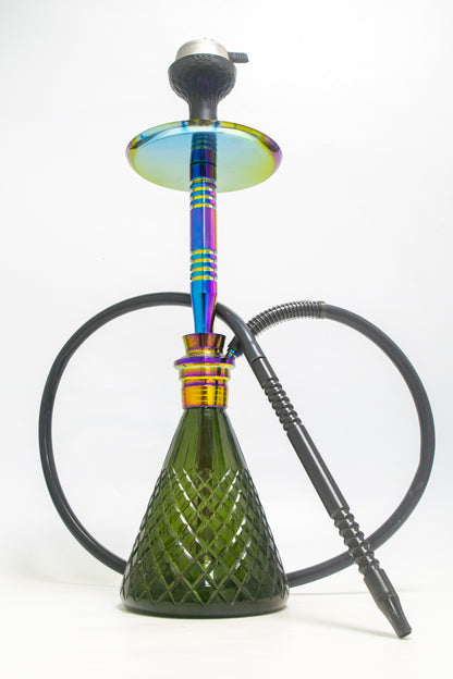 Pablo L2 Hookah with Bag - Green Base / Rainbow Stem