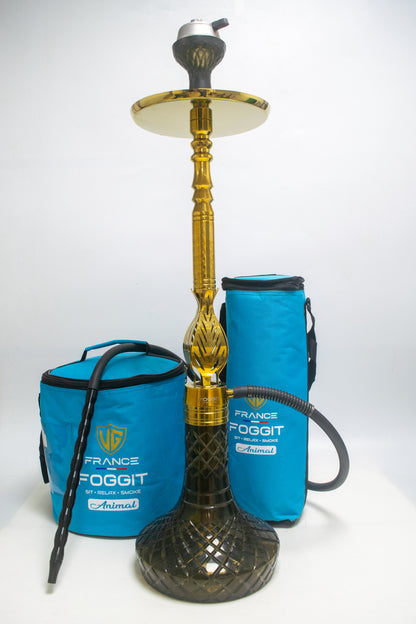 Animal Hookah with 2 Bags - Gold Stem / Black Base