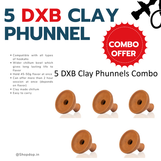 5 DXB Clay Phunnel Hookah Chillum Combo