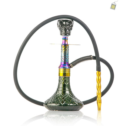 Dark Knight Hookah with Bag - Rainbow Stem / Black Base