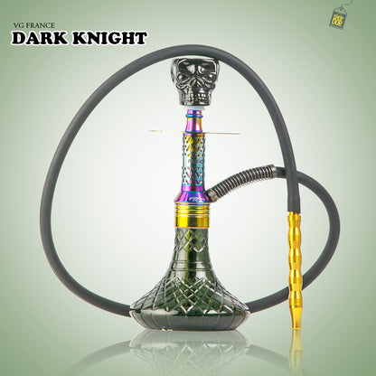 Dark Knight Hookah with Bag - Rainbow Stem / Black Base