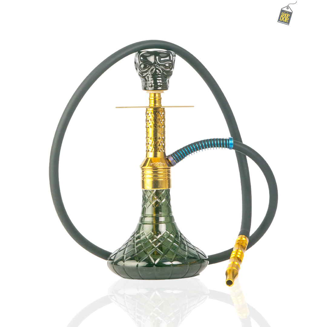 Dark Knight Hookah with Bag - Gold Stem / Black Base