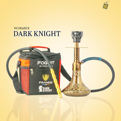 Dark Knight Hookah with Bag - Bronze Stem / Grey Base