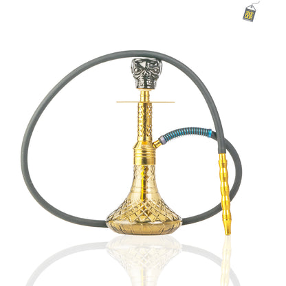 Dark Knight Hookah with Bag - Gold Stem / Grey Base