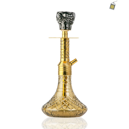 Dark Knight Hookah with Bag - Gold Stem / Grey Base