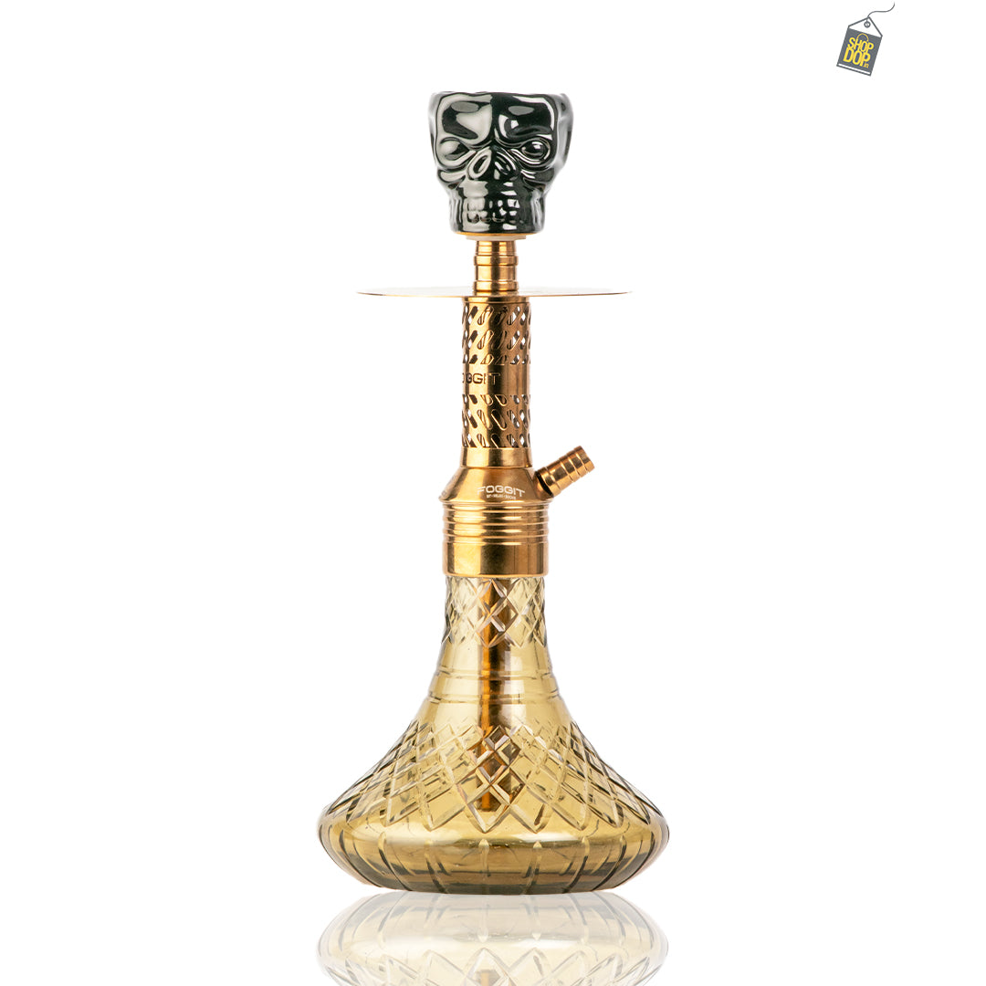 Dark Knight Hookah with Bag - Bronze Stem / Grey Base