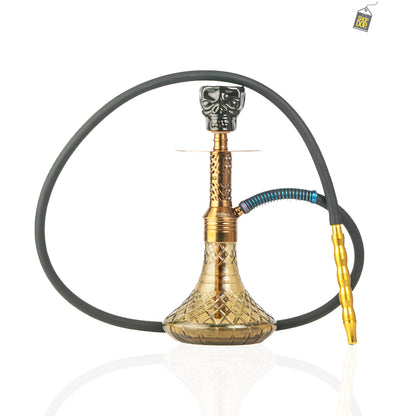 Dark Knight Hookah with Bag - Bronze Stem / Grey Base