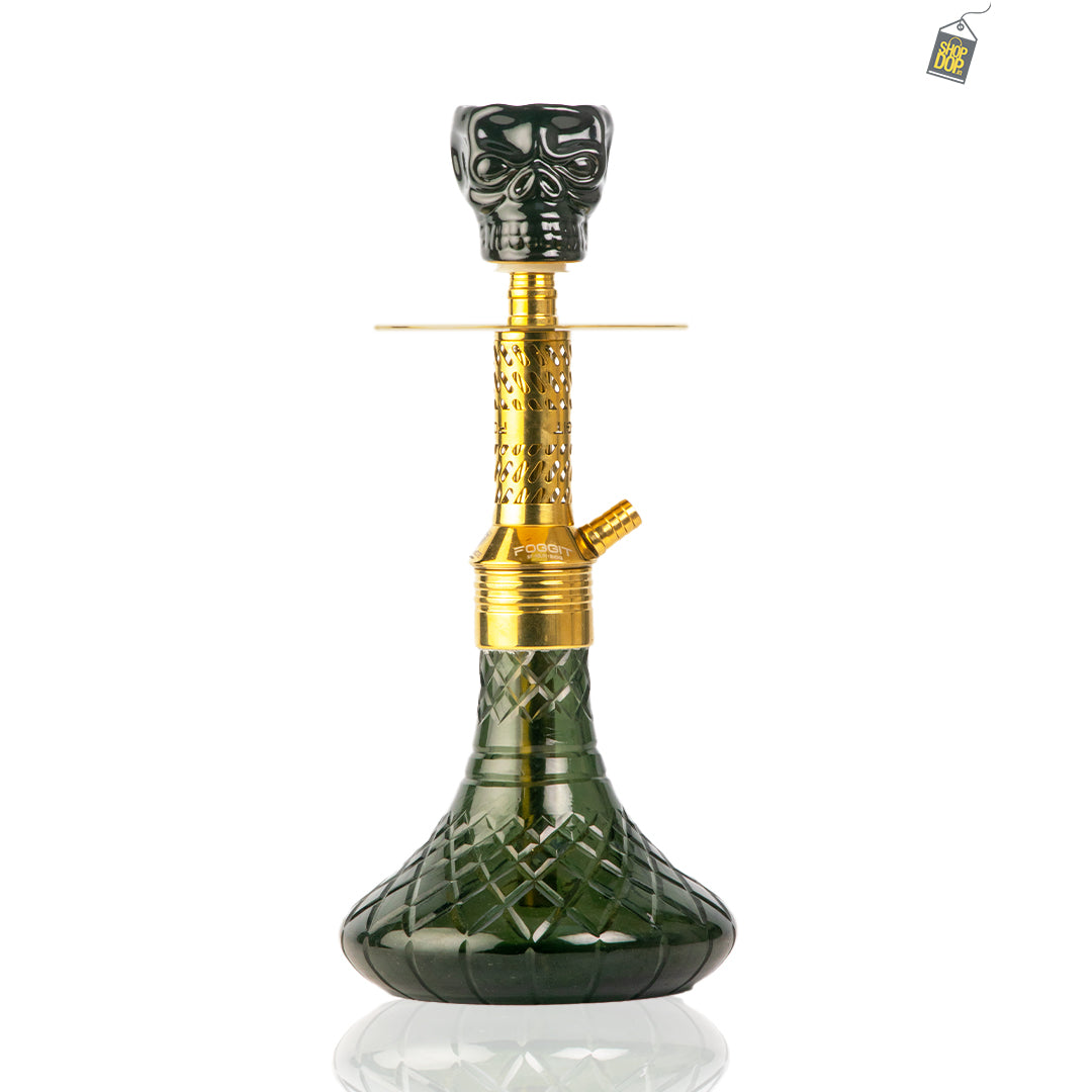 Dark Knight Hookah with Bag - Gold Stem / Black Base