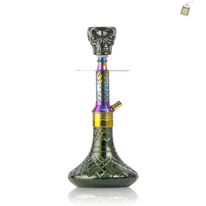 Dark Knight Hookah with Bag - Rainbow Stem / Black Base