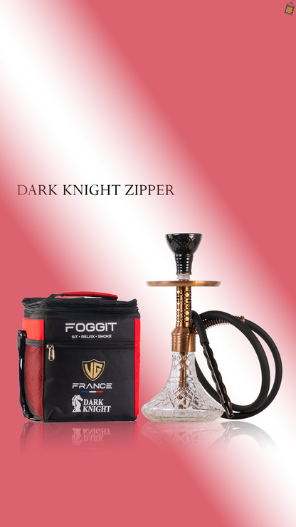 Dark Knight Zipper Hookah with Bag - Bronze Stem / Transparent Base
