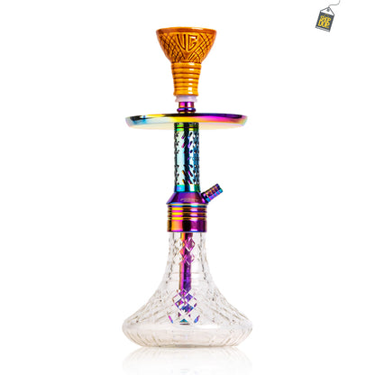 Dark Knight Hookah with Bag - Rainbow Stem / Transparent Base