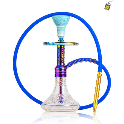 Dark Knight Hookah with Bag - Rainbow Stem / Transparent Base