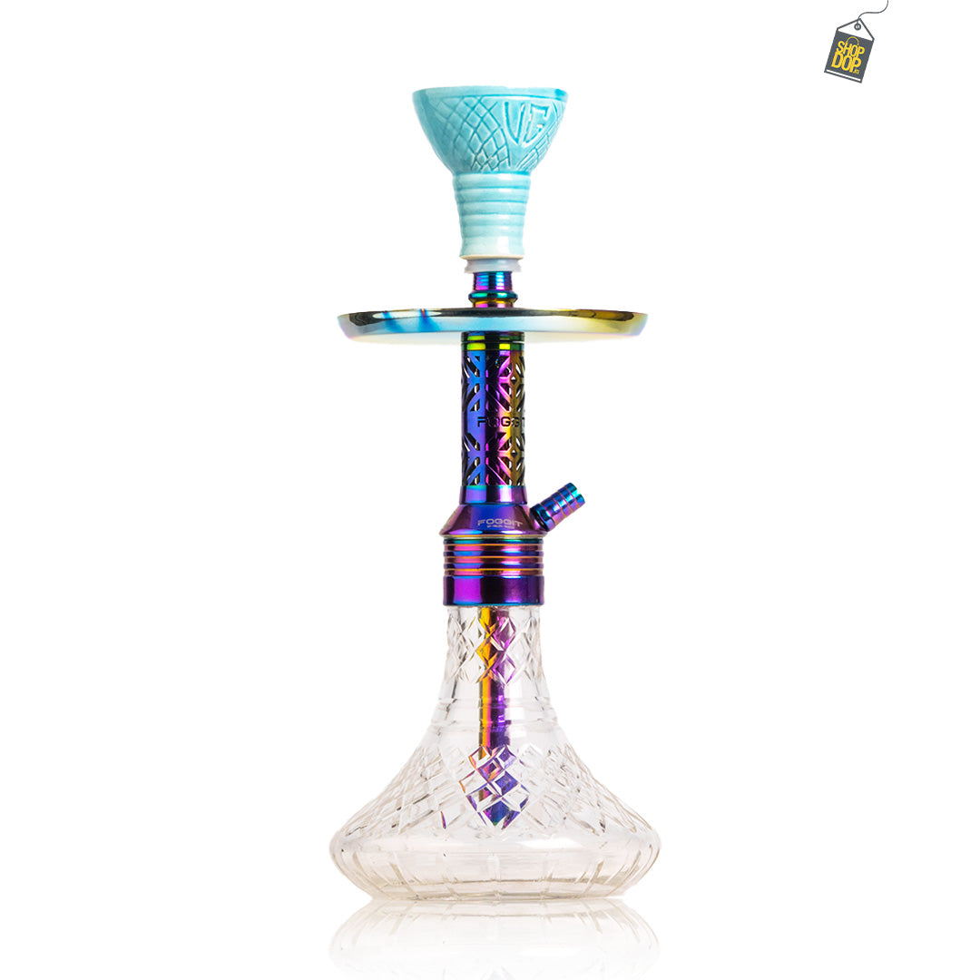 Dark Knight Hookah with Bag - Rainbow Stem / Transparent Base