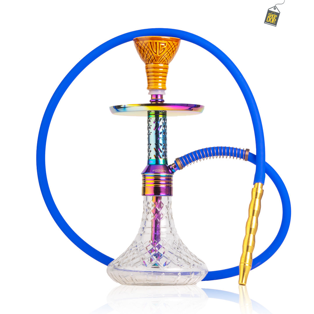 Dark Knight Hookah with Bag - Rainbow Stem / Transparent Base