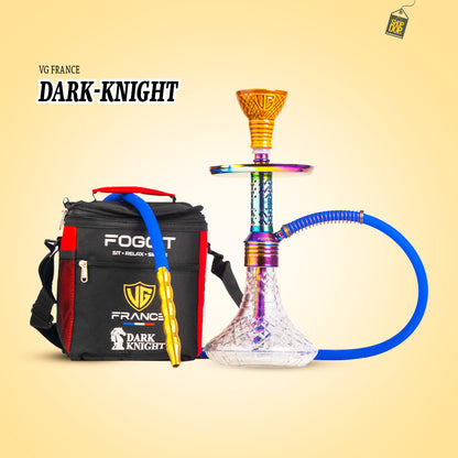 Dark Knight Hookah with Bag - Rainbow Stem / Transparent Base