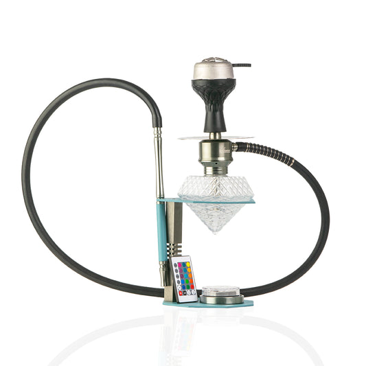 Diamond X Hookah with LED Light & Remote - Aqua