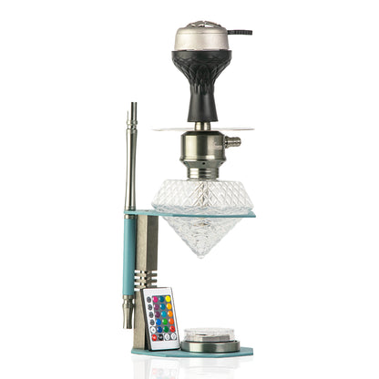 Diamond X Hookah with LED Light & Remote - Aqua