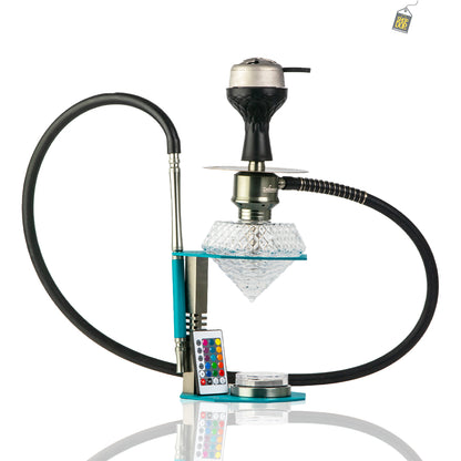 Diamond X Hookah with LED Light & Remote - Green