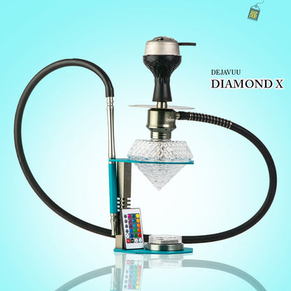 Diamond X Hookah with LED Light & Remote - Green