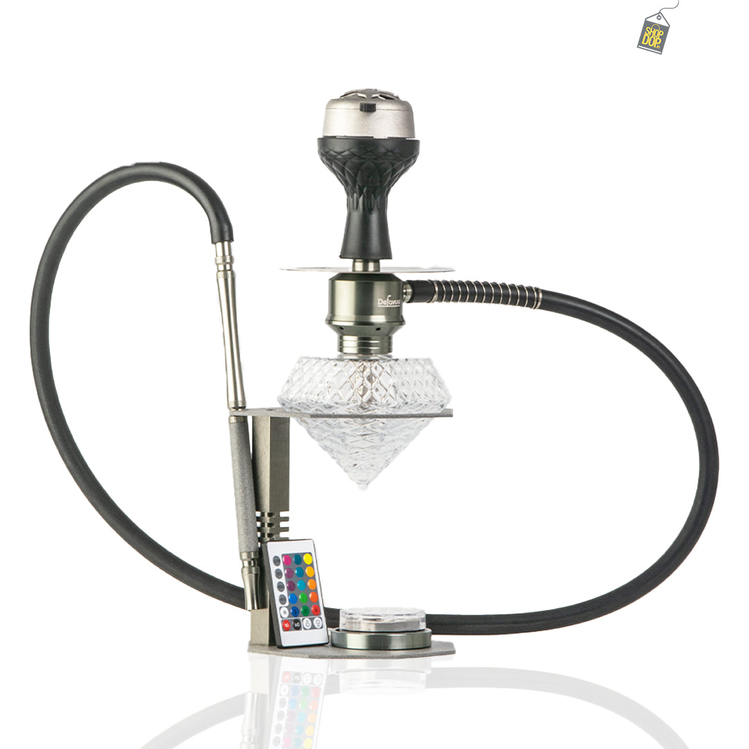 Diamond X Hookah with LED Light & Remote - Silver