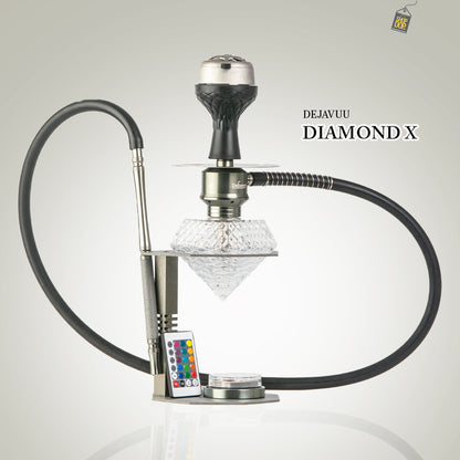 Diamond X Hookah with LED Light & Remote - Silver