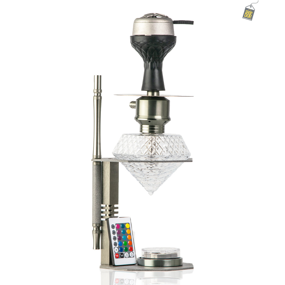 Diamond X Hookah with LED Light & Remote - Silver