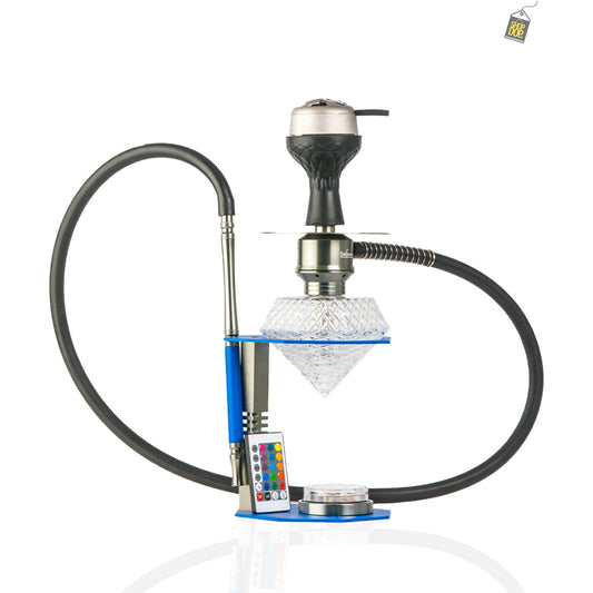 Diamond X Hookah with LED Light & Remote - Blue