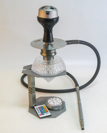 Diamond X Hookah with LED Light & Remote - Silver