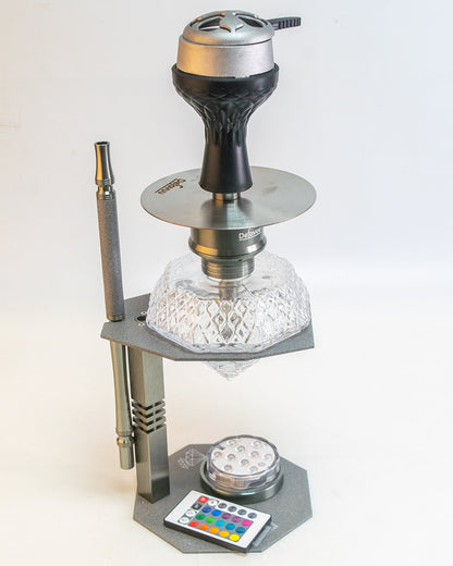 Diamond X Hookah with LED Light & Remote - Silver