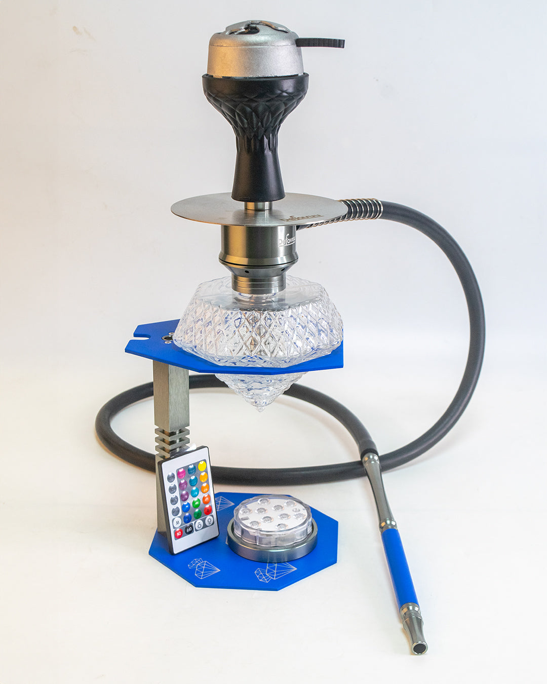 Diamond X Hookah with LED Light & Remote - Blue