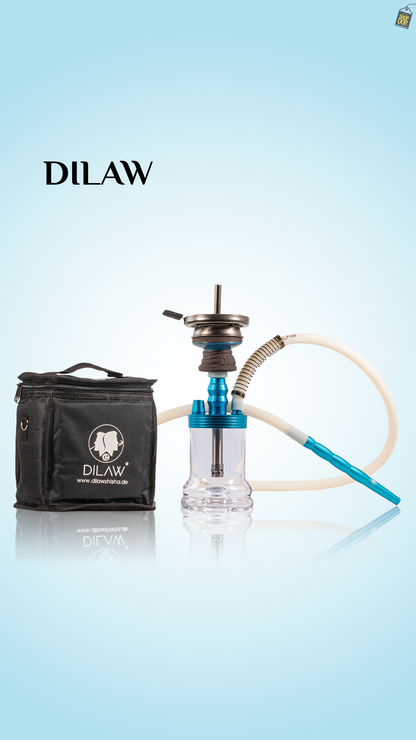 Dilaw Shot Hookah with Bag - Blue (Small LED)