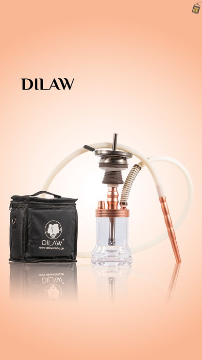 Dilaw Shot Hookah with Bag - Rose Gold (Small LED)