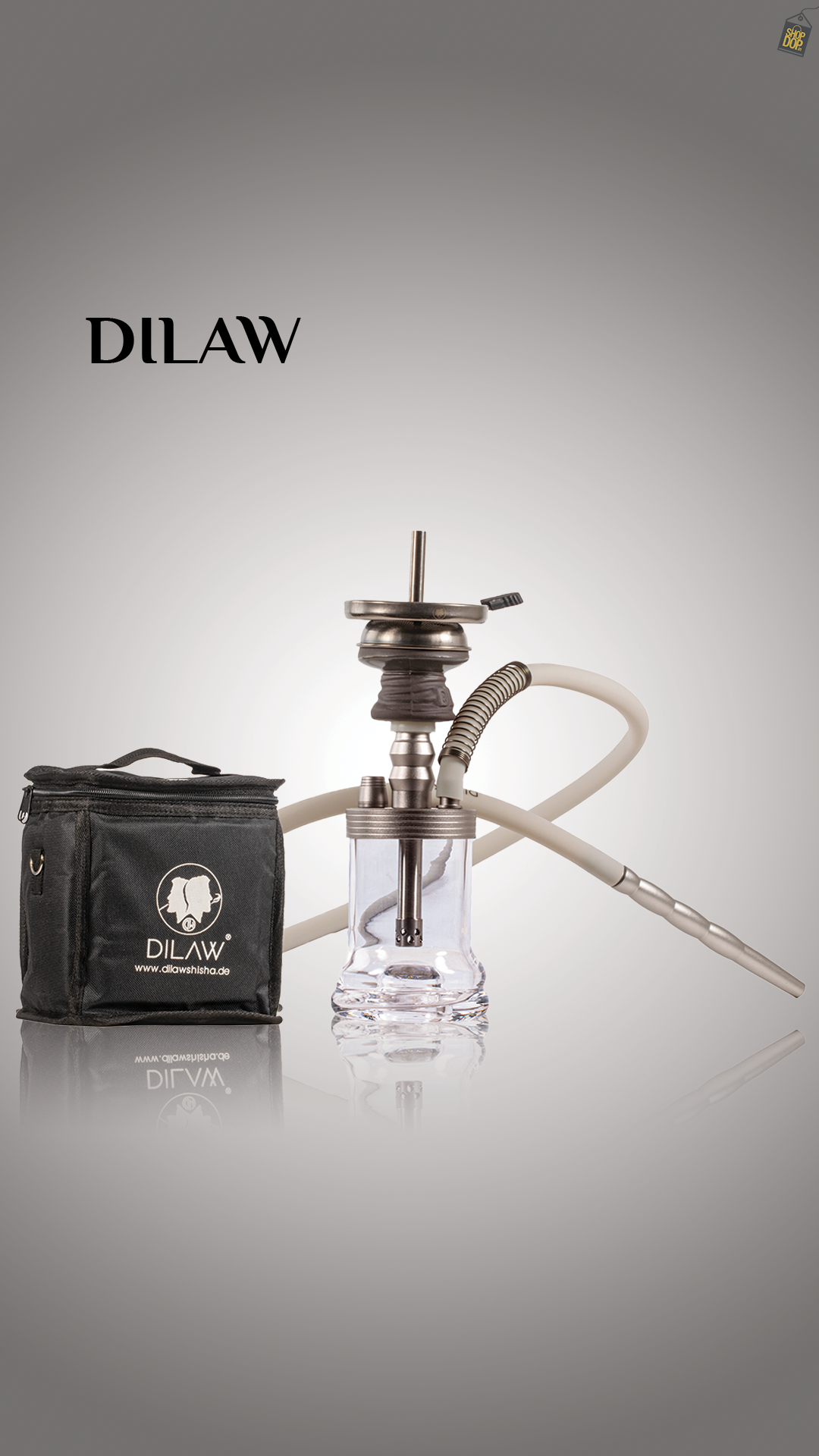Dilaw Shot Hookah with Bag - Silver (Small LED)