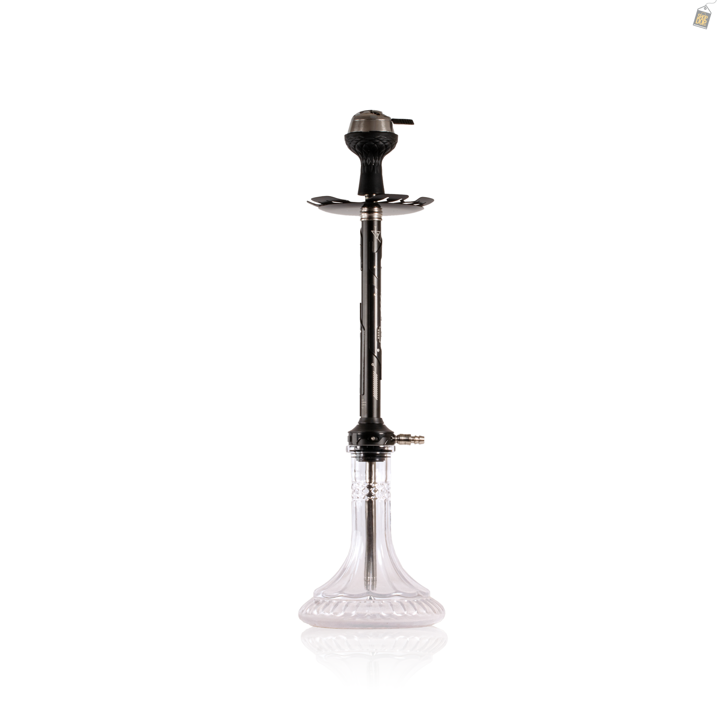 El Bomber Jack Hookah - Black Stem / Transparent Base