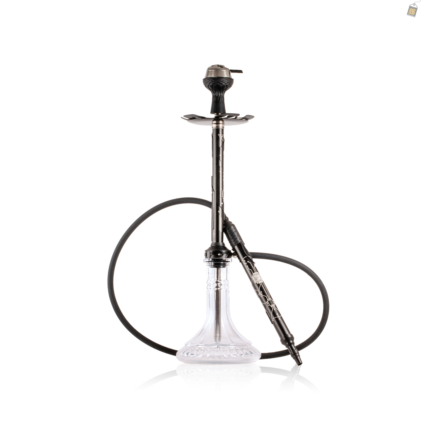 El Bomber Jack Hookah - Black Stem / Transparent Base