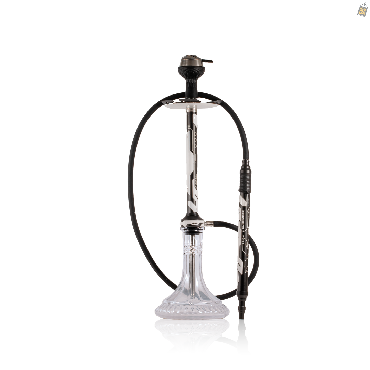 El Bomber Jack Hookah - Black Stem / Transparent Base