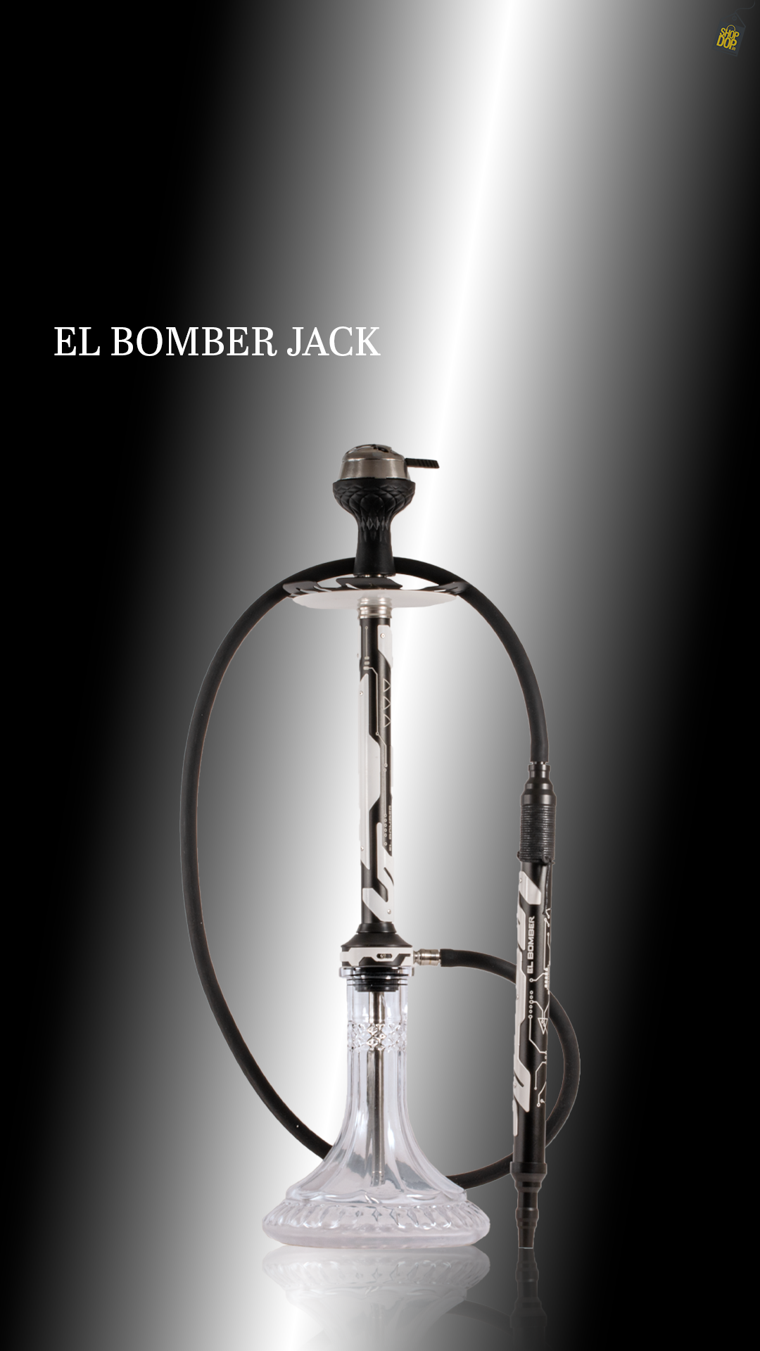 El Bomber Jack Hookah - Black Stem / Transparent Base