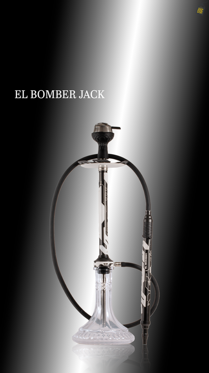 El Bomber Jack Hookah - Black Stem / Transparent Base