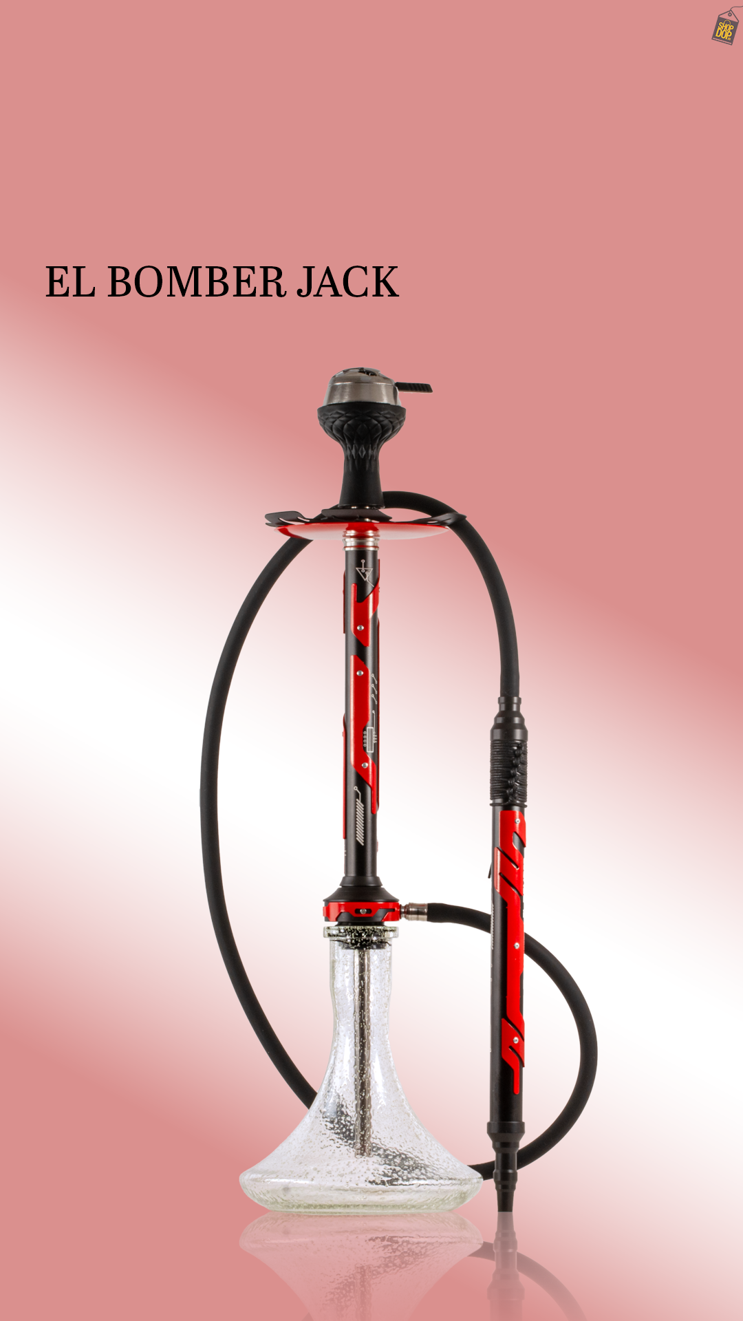 El Bomber Jack Hookah - Red Stem / Radium Base
