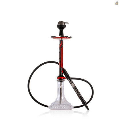 El Bomber Jack Hookah - Red Stem / Transparent Base