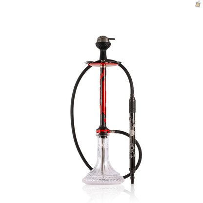 El Bomber Jack Hookah - Red Stem / Transparent Base