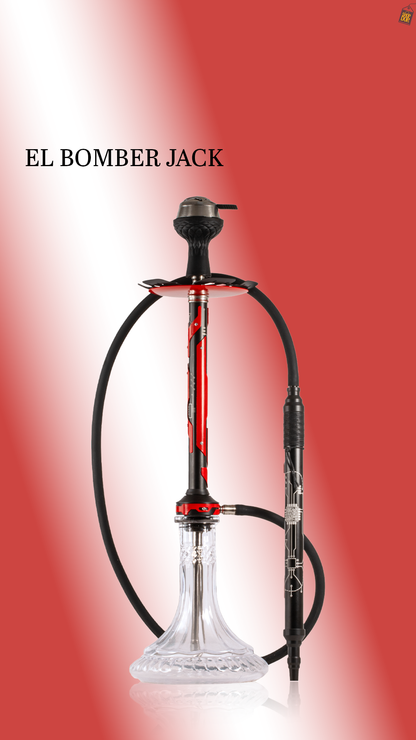 El Bomber Jack Hookah - Red Stem / Transparent Base
