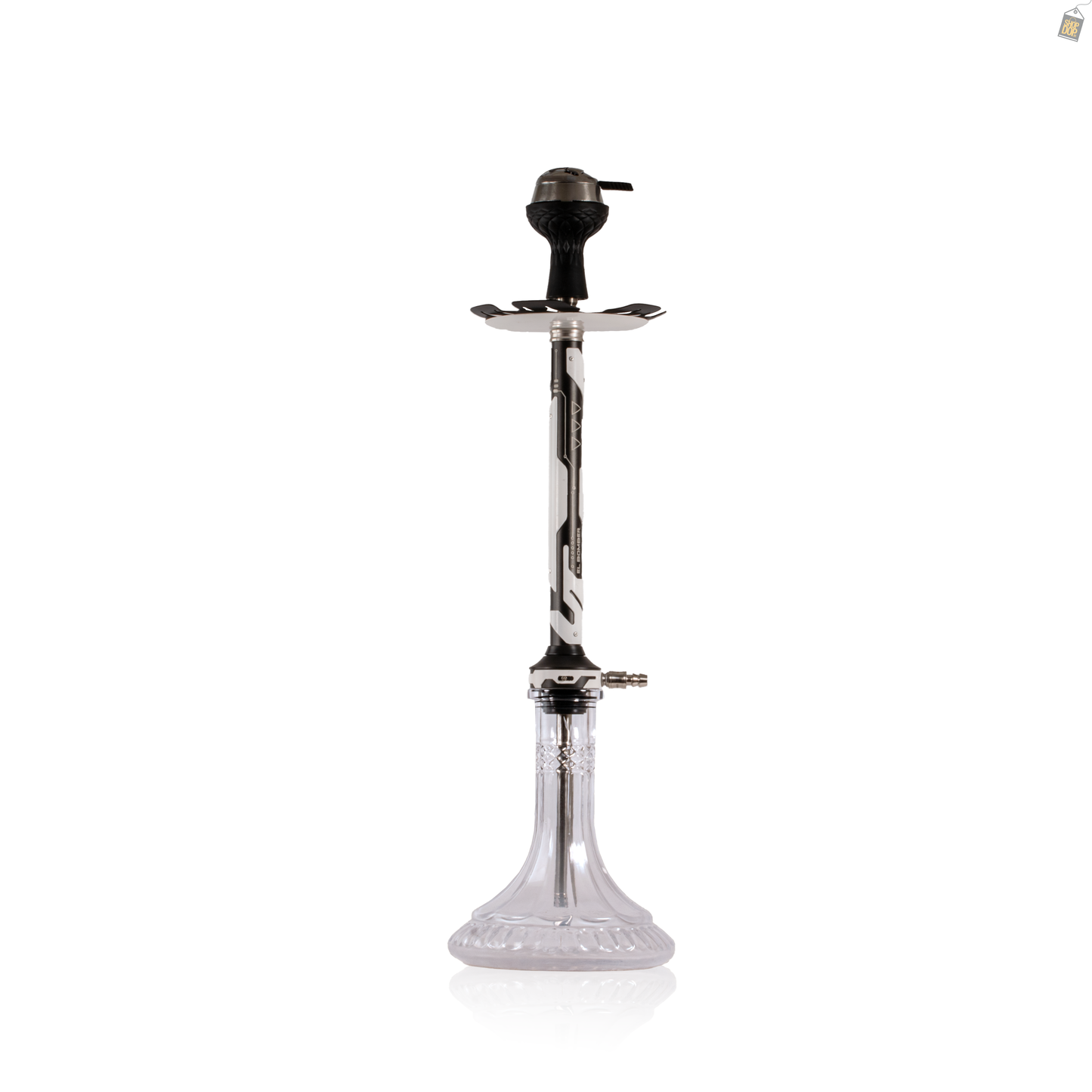 El Bomber Jack Hookah - White Stem / Transparent Base
