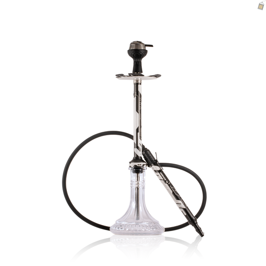 El Bomber Jack Hookah - White Stem / Transparent Base