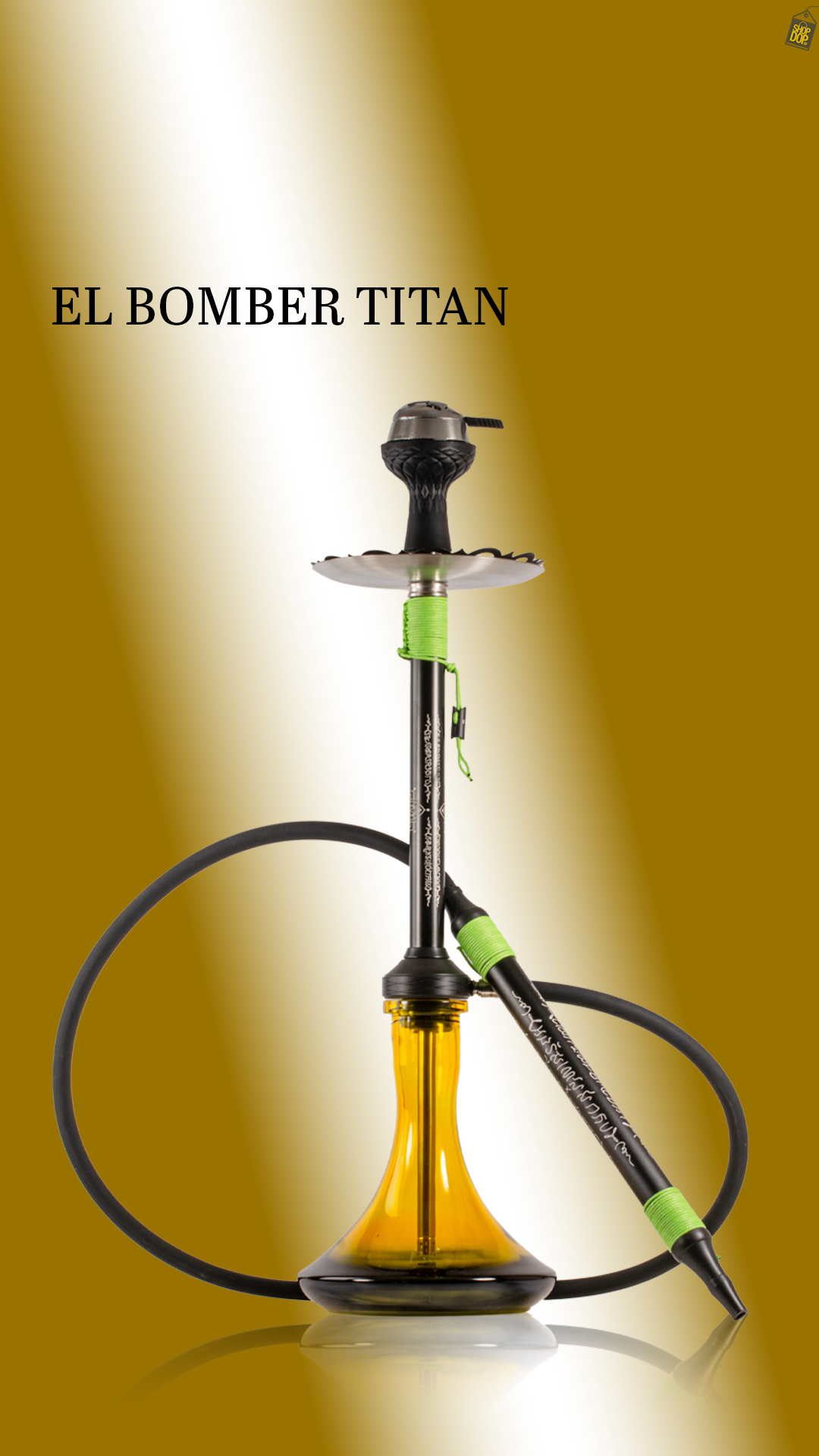 El Bomber Titan Hookah - Green Stem / Yellow Base