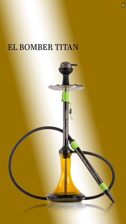El Bomber Titan Hookah - Green Stem / Yellow Base