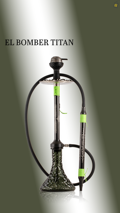 El Bomber Titan Hookah - Green Stem / Black Base