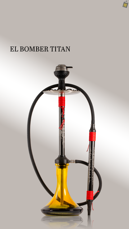El Bomber Titan Hookah - Red Stem / Yellow Base